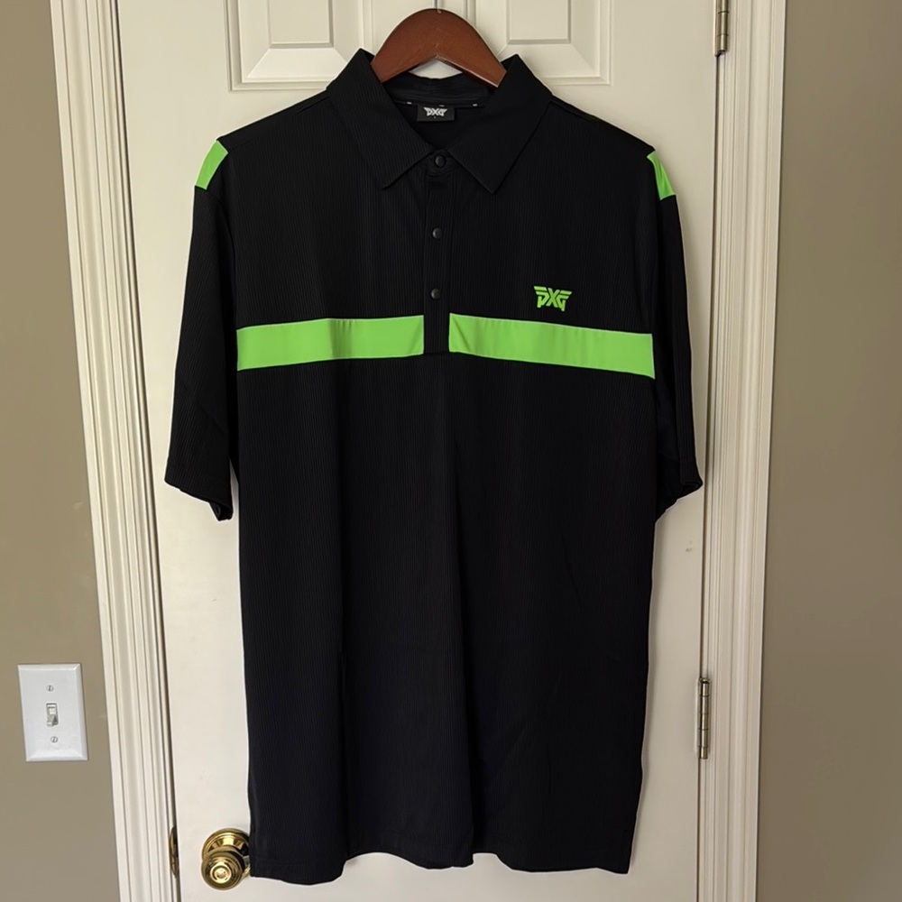 PXG Men's Black and Green Polo Shirt - New without Tags